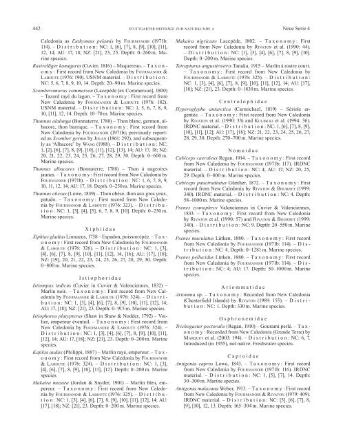 Checklist of the fishes of New Caledonia, and their distribution in the ...