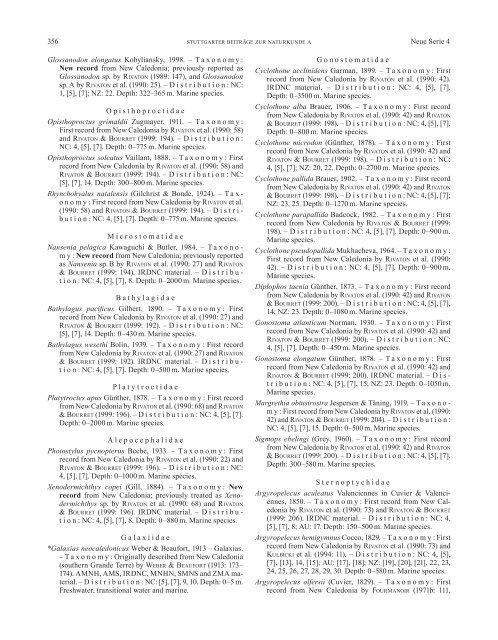 Checklist of the fishes of New Caledonia, and their distribution in the ...