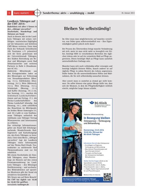 Ausgabe 10. Januar 2014 - Tübingen im Fokus