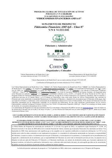 Fideicomiso Financiero AMFAyS – Clase 07 V/N $ 14.003 ... - Cohen