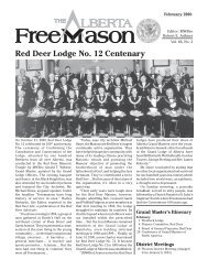 Red Deer Lodge No. 12 Centenary - Grand Masonic Lodge of Alberta