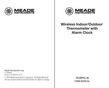 TE109NL-M Users Manual - Meade