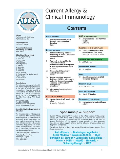 Current Allergy and Clinical Immunology - March 2008