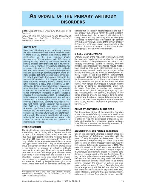 Current Allergy and Clinical Immunology - March 2008