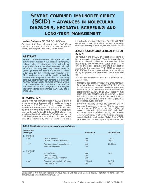 Current Allergy and Clinical Immunology - March 2008