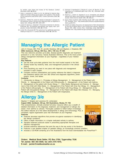 Current Allergy and Clinical Immunology - March 2008