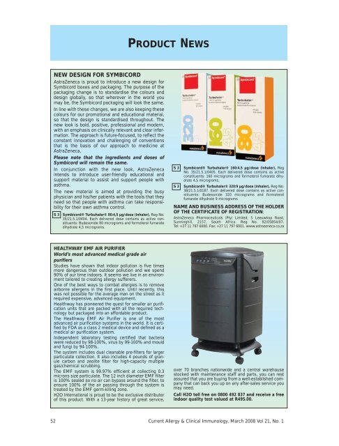 Current Allergy and Clinical Immunology - March 2008