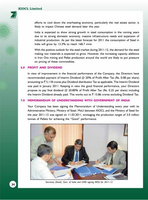 Download the Annual Report for 2010-11. - kiocl limited