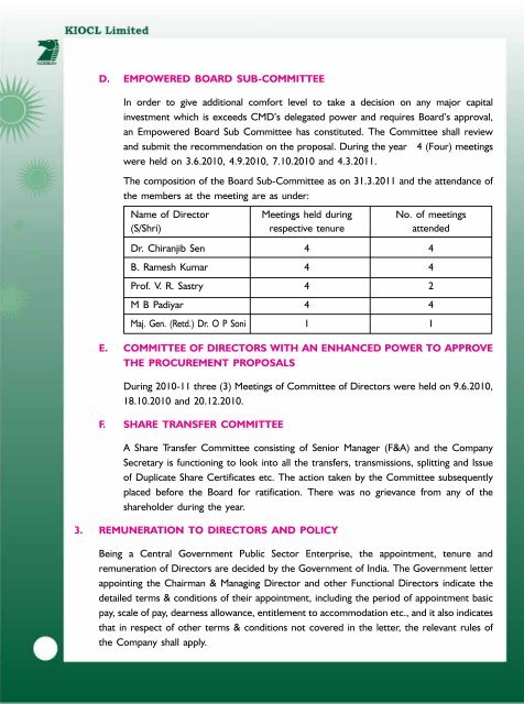 Download the Annual Report for 2010-11. - kiocl limited