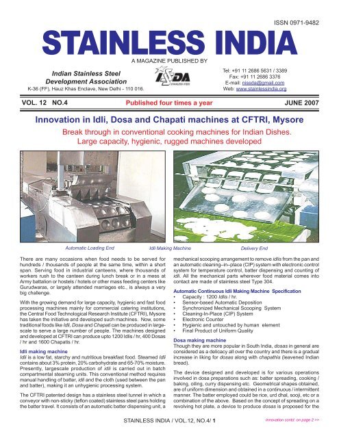 STAINLESS INDIA - Indian Stainless Steel Development Association