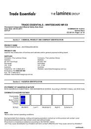 Trade Essentials Whiteboard MR E0 MSDS 14-9131 - The Laminex ...