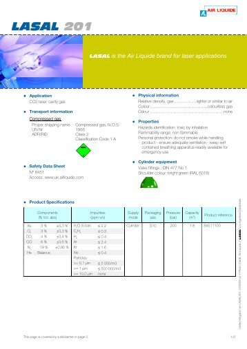 LASAL 201 Specification - Air Liquide UK