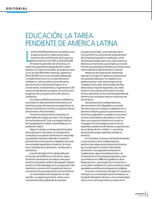 educaciÃ³n: la tarea pendiente de amÃ©rica latina - Revista Perspectiva