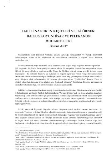 Halil İnalcık'ın Keşifleri ve İki Örnek: Bafeus/Koyunhisar ve ...