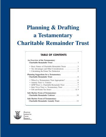 Planning and Drafting a Testamentary Charitable Remainder Trust
