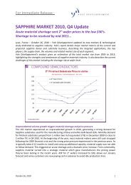 SAPPHIRE MARKET 2010, Q4 Update