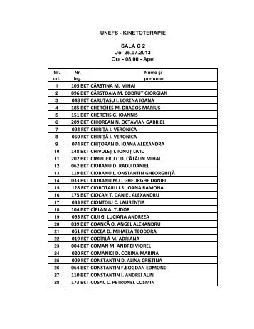 Liste proba scrisa Kinetoterapie 2013