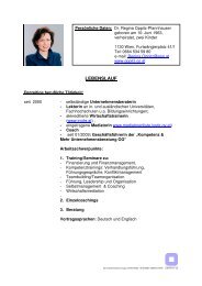 CV&Profil; Regina Oppitz - IMC Fachhochschule Krems GmbH