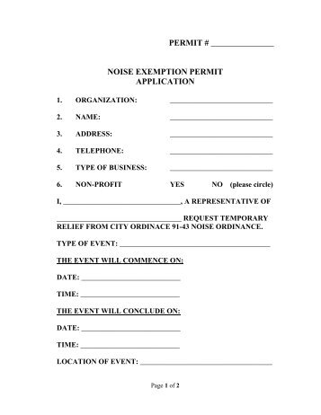 Noise Exemption Permit Application - City of Port St. Lucie