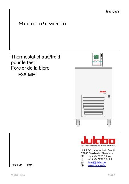 La parfaite maîtrise de la température - Julabo