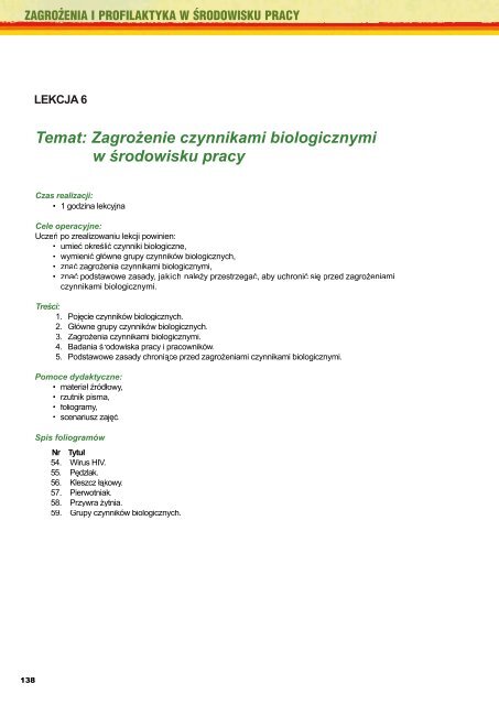 Temat: ZagroÅ¼enie czynnikami biologicznymi w Årodowisku pracy