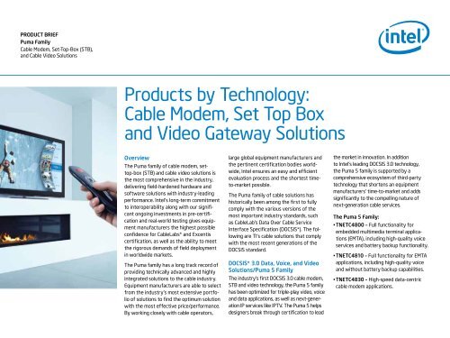 Cable Modem Set Top Box And Video Intel
