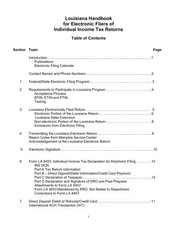 Louisiana Handbook for Electronic Filers of Individual Income Tax ...