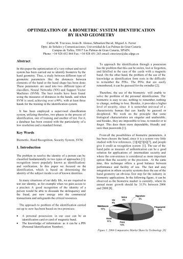 Optimization of a Biometric System Identification by Hand ... - SEE