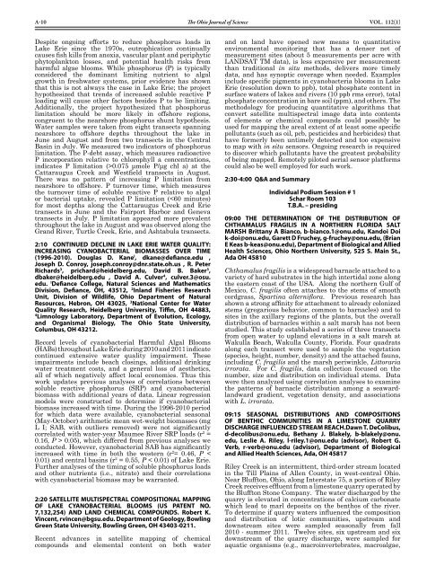 The Ohio Journal of - The Ohio Academy of Science