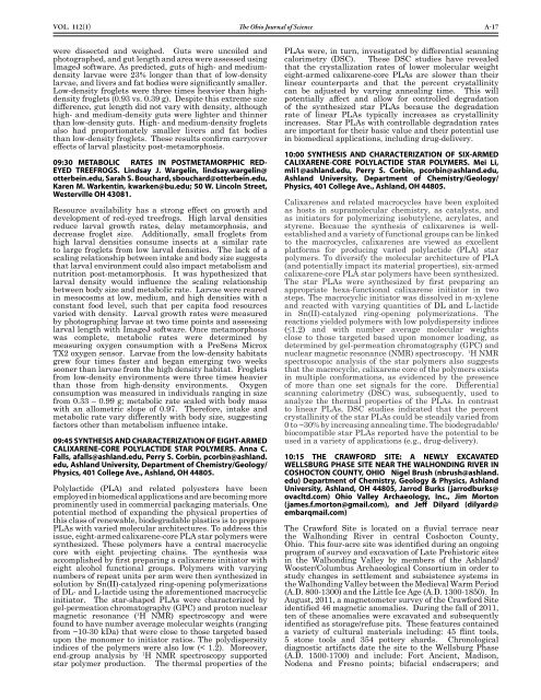 The Ohio Journal of - The Ohio Academy of Science