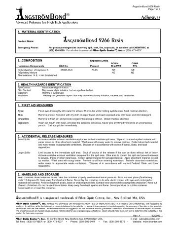 MSDS - AngstromBond 9266 part B - Fiber Optic Center, Inc.