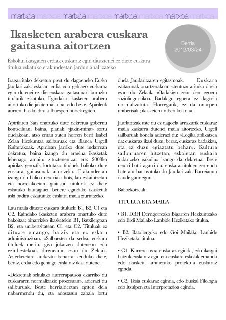 Hizkuntza-politiken Urtekaria 2012 - Erabili.com