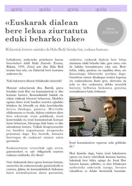 Hizkuntza-politiken Urtekaria 2012 - Erabili.com