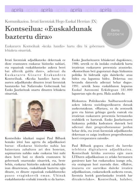 Hizkuntza-politiken Urtekaria 2012 - Erabili.com