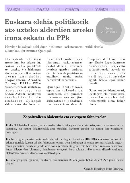 Hizkuntza-politiken Urtekaria 2012 - Erabili.com