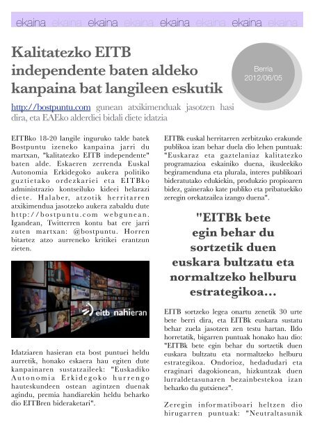 Hizkuntza-politiken Urtekaria 2012 - Erabili.com