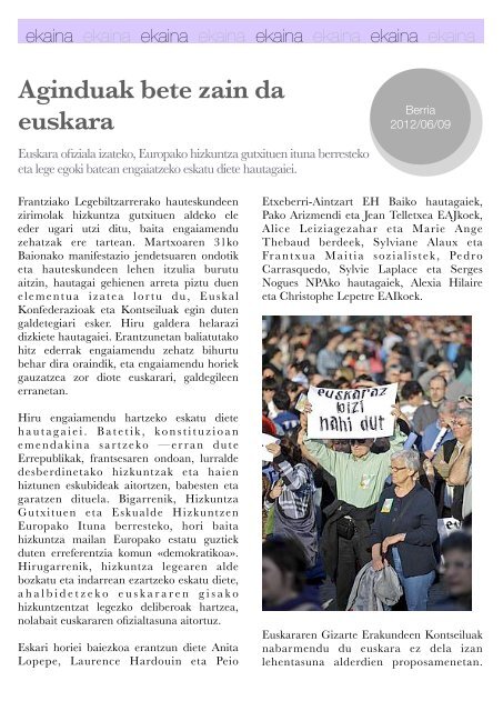 Hizkuntza-politiken Urtekaria 2012 - Erabili.com