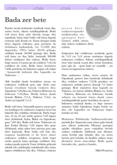 Hizkuntza-politiken Urtekaria 2012 - Erabili.com