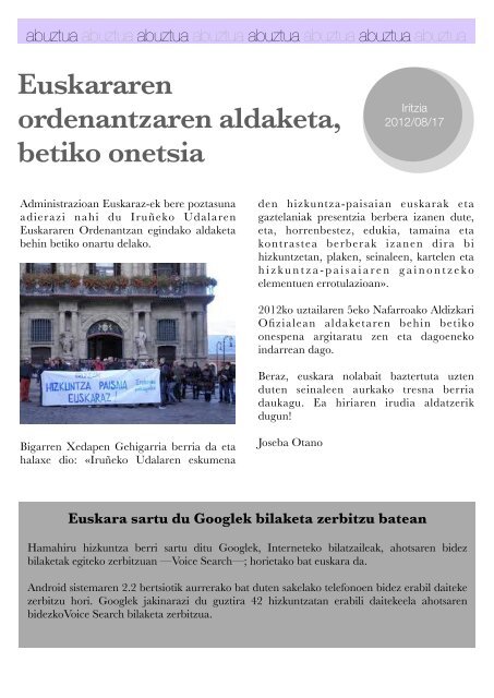 Hizkuntza-politiken Urtekaria 2012 - Erabili.com