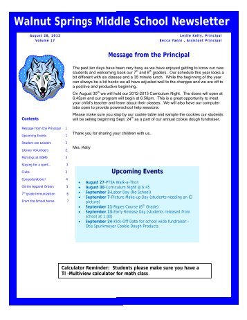 Walnut Springs Middle School Newsletter - Westerville City School ...