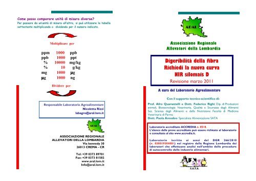 DigeribilitÃ  della fibra Richiedi la nuova curva NIR silomais D - ARAL