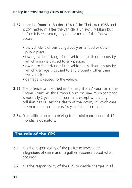 Policy for prosecuting cases of bad driving - Crown Prosecution ...