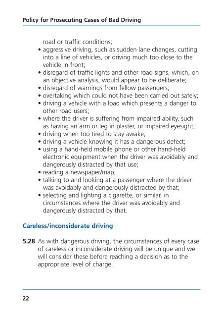 Policy for prosecuting cases of bad driving - Crown Prosecution ...