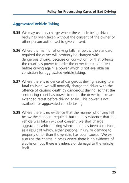 Policy for prosecuting cases of bad driving - Crown Prosecution ...