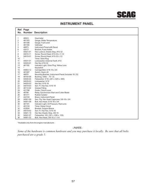 Download Manual - Scag Power Equipment