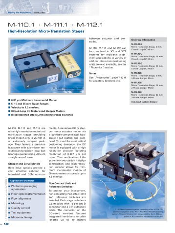 M-110.1 Datasheet - PZT & Piezo Actuators: Sub Nanometer ...