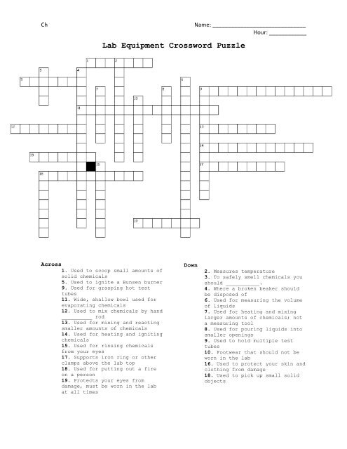 1_09 Lab Equipment Crossword Puzzle Ch.pdf - Whitnall High School