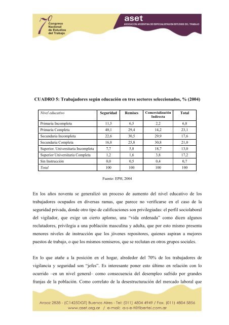 Transformaciones sociopolÃ­ticas y mercado de trabajo. El ... - ASET