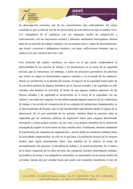 Transformaciones sociopolÃ­ticas y mercado de trabajo. El ... - ASET