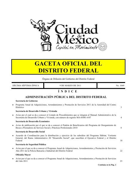 GACETA OFICIAL DEL DISTRITO FEDERAL - SecretarÃ­a de ...